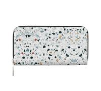 SAAKE Portefeuille en cuir blanc Parttern Print pour femme 20 x 10 cm, noir, One Size