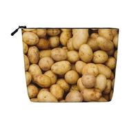 SAAKE Trousse de maquillage de voyage à une seule couche avec poches zippées pour femme Motif pommes de terre, noir, One Size
