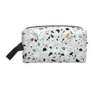 SAAKE White Parttern Sac de rangement à fermeture éclair de grande capacité pour produits de toilette essentiels du quotidien, blanc, taille unique, blanc, One Size