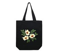 SAAKO Kit De Broderie pour Sac Fourre-Tout en Toile,Kit De Point De Croix pour Sac Noir À Broder À Faire Soi-Même