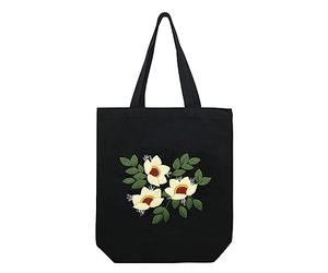 SAAKO Kit De Broderie pour Sac Fourre-Tout en Toile,Kit De Point De Croix pour Sac Noir À Broder À Faire Soi-Même