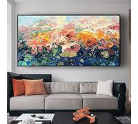SAAKO Peinture À L'Huile Sur Toile Peinte À La Main,Art Mural Sur Toile 100% Peint À La Main, Peintures Murales D'Art Contemporain, Paysage Floral Abstrait, Peinture Faite À La Main Sans Cadre, Déco