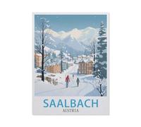Saalbach Autriche, Affiche de Voyage Vintage，Puzzle Jigsaw 1000 Pièces, Puzzle en Papier Adulte Jouets Anime Puzzles Difficiles, Puzzle Intéressant Jouets（38x26cm）-AX38