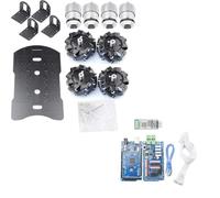 SAANICH Kit de châssis de Voiture Robot PS2 RC, Roue Mecanum, Charge utile 15KG, avec Moteur encodeur 12V, for Arduino Mega2560, Jouet STEM à Monter soi-même(Blue)