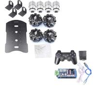 SAANICH Kit de châssis de Voiture Robot PS2 RC, Roue Mecanum, Charge utile 15KG, avec Moteur encodeur 12V, for Arduino Mega2560, Jouet STEM à Monter soi-même(Silver)