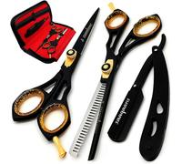 Saaqaans SQKIT Set de Ciseaux Coiffure Professionnel - Haute Qualité Ciseaux de Coiffeur - Perfectionnez pour la Coupe de Cheveux élégante, Garniture votre Barbe et Moustache