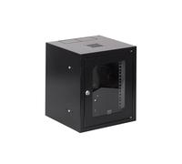 SABAJ M&D Armoire réseau 10 Pouces - 6U - H355xL310xP300mm - Profondeur utile 250mm - Porte vitrée - Montage Mural - Noir