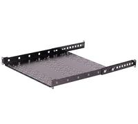 SABAJ M&D Étagère 19 Pouces 1U 550 mm Noir - 25 kg, Réglable | Pour baies serveur dès 600 mm, étrier arrière +200 mm ajustable, montage 4 points, tôle perforée, pour switch, routeur, NAS