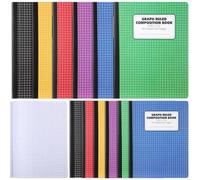 Sabary 12 Packs Graph Ruled Composition Notebooks (60 Sheets Each), 9.75 x 7.5 Inch, 6 Colors, Ruled with Graph, Drawing, Charts, Writing and Notes for Office Teachers Women Men