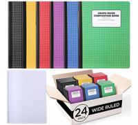 Sabary 24 Packs Graph Ruled Composition Notebooks (60 Sheets Each), 9.75 x 7.5 Inch, 6 Colors, Ruled with Graph, Drawing, Charts, Writing and Notes for Office Teachers Women Men