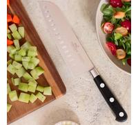Sabatier - Couteau Santoku Ideal 100% Forgé - Fabriqué en France - 18 cm - Lame et Rivets en INOX - Idéal pour Trancher, Emincer et Hacher avec Précision