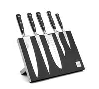 Sabatier TROMPETTE - Bloc magnétique 5 couteaux de cuisine : Office, Santoku, Cuisine, Fourchette et couteau à découper - Origin - Acier 5Cr15MoV manche ABS - 30.5 x 12.5 x 20.5 cm - Noir