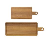 SABATIER TROMPETTE - Set 2 planches à découper rectangulaire avec poignées et rigoles - Bois d'acacia huilé - 37.5 x 17 x 1.5 cm / 39 x 28 x 3 cm - Bois