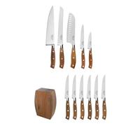 SABATIER TROMPETTE Ryokan - Set 5 couteaux de cuisine avec bloc acacia 6 couteaux steak