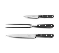 SABATIER TROMPETTE - Set de 3 couteaux de cuisine : Office, Couteau et fourchette à découper - Origin - Acier 5Cr15MoV finition satinée manche ABS - Noir
