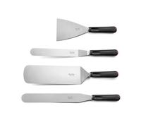 SABATIER TROMPETTE - Set de 4 spatules pour la cuisson - Pro Flex - Acier X30Cr13 finition satinée manche polypropylène et mitre en acier et système HACCP - Noir
