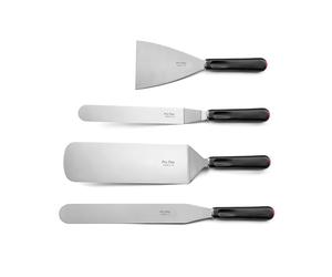 SABATIER TROMPETTE - Set de 4 spatules pour la cuisson - Pro Flex - Acier X30Cr13 finition satinée manche polypropylène et mitre en acier et système HACCP - Noir