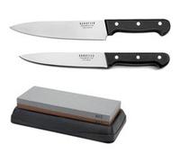 SABATIER TROMPETTE - UNIVERSAL - Ensemble de 2 couteaux de cuisine et 1 pierre à aiguiser
