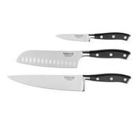 SABATIER TROMPETTE - Ensemble 3 couteaux de cuisine - Vulcano - Acier 5Cr15MoV - Finition Satinée - Noir