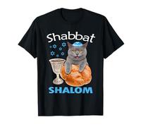 Sabbat Schalom Funny Jewish Chat mignon avec kippa T-Shirt