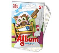 Sabbiarelli Sand-it For Fun - Album Animaux de la Ferme avec 5 Dessins Autocollants à Colorier avec du Sable Coloré (non inclus). Activités Créatives, Pré-Écriture, Jeu pour Garçons et Filles 5+