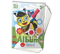 Sabbiarelli Sand-it For Fun - Album Animaux du Jardin : 5 Feuilles Adhésives A5 pour Sand Art avec 7 Dessins à Colorier avec du Sable Coloré (NON INCLUS) - Loisirs Créatifs Enfants 3+