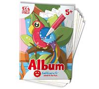Sabbiarelli Sand-it For Fun - Album Animaux Exotiques 5+ avec 5 Dessins Autocollants à Colorier avec du Sable Coloré (non inclus) - Loisirs Créatifs, Pré-écriture - Jeu pour Enfants 5+ Ans