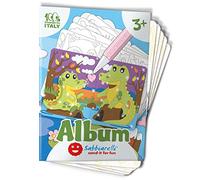 Sabbiarelli Sand-it For Fun - Album Bébés Animaux du Monde : 5 Feuilles Adhésives A5 pour Sand Art avec 10 Dessins à Colorier avec du Sable Coloré (NON INCLUS) - Activités Créatives Enfants 3+