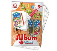 Sabbiarelli Sand-it For Fun - Album Lanterne de Noël 3D : 5 Feuilles Adhésives A5 pour Créer une Décoration 3D à Colorier avec du Sable Coloré (NON INCLUS) - Activités de Noël Enfants 8+