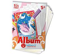 Sabbiarelli Sand-it For Fun - Album Le Monde Magique avec 5 Dessins Autocollants à Colorier avec du Sable Coloré (non inclus). Activités Créatives et Pré-Écriture pour Enfants 5+