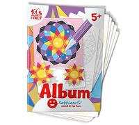 Sabbiarelli Sand-it For Fun - Album Les Mandalas : 5 dessins préencollés à colorier avec le sable (sable non inclus), pour garçons et filles 5 Ans+,