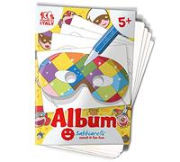 Sabbiarelli Sand-it For Fun - Album Les Masques 2 - 4 Cartes Adhésives A5 pour Sand Art avec 4 Masques et Élastiques | SABLE COLORÉ NON INCLUS | Carnaval 5-12 ans