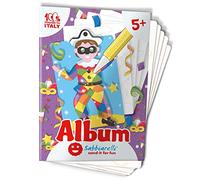Sabbiarelli Sand-it For Fun - Album Les masques italiens avec 5 dessins autocollants à colorier avec du sable coloré (non inclus) - Bricolages créatifs et jeu éducatif pour enfants de 5 ans et plus