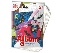 Sabbiarelli Sand-it For Fun - Album Les Monstres, 5 Dessins Autocollants à Colorier avec du Sable Coloré (non inclus). Activités Créatives et Jeu Educatif pour Enfants 5+