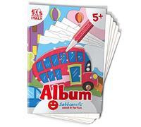 Sabbiarelli Sand-it For Fun - Album Les Moyens de Transport : 5 Feuilles Adhésives A5 pour Sand Art avec 5 Dessins à Colorier avec du Sable Coloré (NON INCLUS) - Activités Manuelles, Enfants 5+