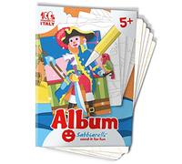 Sabbiarelli Sand-it For Fun - Album Les Pirates avec 5 Dessins Autocollants à Colorier avec du Sable Coloré (non inclus). Bricolages Créatifs et Pré-Écriture pour Enfants 5+