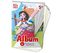 Sabbiarelli Sand-it For Fun - Album Les princesses : 5 dessins préencollés à colorier avec le sable (sable non inclus), pour garçons et filles 5 Ans+