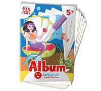 Sabbiarelli Sand-it For Fun - Album Les Sirènes avec 5 Dessins Autocollants à Colorier avec du Sable Coloré (non inclus). Activités Créatives et Pré-Écriture, pour Garçons et Filles 5+
