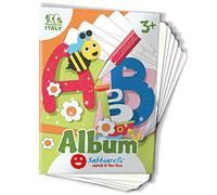 Sabbiarelli Sand-it For Fun - Album Les Sympalettres A-L : 6 Feuilles Adhésives A5 pour Sand Art avec 12 Lettres à Colorier avec du Sable Coloré (NON INCLUS) - Prégraphisme Enfants 3+