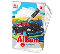 Sabbiarelli Sand-it For Fun - Album Les automobiles : 5 dessins préencollés à colorier avec le sable (sable non inclus), pour garçons et filles 5 Ans+