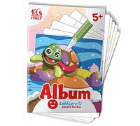 Sabbiarelli Sand-it For Fun- Album La mer : 5 dessins préencollés à colorier avec le sable (sable non inclus), pour garçons et filles 5 Ans+