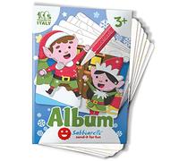 Sabbiarelli Sand-it For Fun - Album Village de Noël : 5 Feuilles Adhésives A5 pour Sand Art avec 10 Dessins à Colorier avec du Sable Coloré (NON INCLUS) - Loisirs Créatifs de Noël Enfants 3+