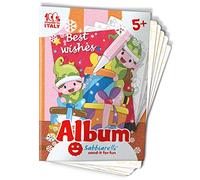 Sabbiarelli Sand-it For Fun - Album Vœux de Noël : 5 Feuilles Adhésives A5 pour Sand Art avec 5 Dessins à Colorier avec du Sable Coloré (NON INCLUS) - Loisirs Créatifs de Noël Enfants 5+