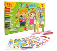 Sabbiarelli Sand-it For Fun - Kit Art & Craft, Maxi Set Créatif de Sand Art 5+ : 12 Stylos de Sable Coloré et 9 Feuilles A5 avec 10 Dessins et 6 Accessoires - Primé aux Toys Awards