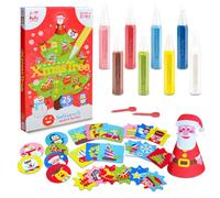 Sabbiarelli Sand-it For Fun - Kit Christmas Tree, Set Créatif de Sand Art 3+ : 8 Stylos de Sable Coloré et 5 Feuilles A5 avec 25 Décorations de Noël - Activité Manuelle, Décorations DIY