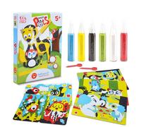 Sabbiarelli Sand-it For Fun - Kit Crazy Pets, Set Créatif de Sand Art 5+ : 6 Stylos de Sable Coloré et 5 Feuilles Adhésives A5 avec 7 Animaux à Colorier - Activités Artistiques, Idée Cadeau