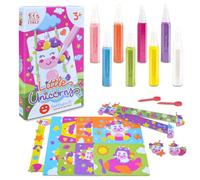 Sabbiarelli Sand-it For Fun - Kit Little Unicorns, Set Créatif de Sand Art 3+ : 8 Stylos de Sable Coloré et 6 Feuilles A5 avec 7 Dessins, 5 Accessoires et 1 Cadre Licornes