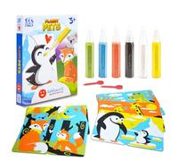 Sabbiarelli Sand-it For Fun - Kit Planet Pets 3+ | Kit de Sand Art Animaux 100% Made in Italy avec Sable Coloré, Dessins Adhésifs et Accessoires | Loisirs Créatifs 3-7 ans