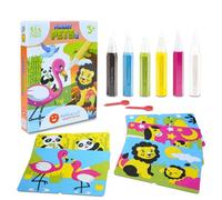 Sabbiarelli Sand-it For Fun - Kit Planète Petits Amis 2, Set Créatif de Sand Art 3+ : 6 Stylos de Sable Coloré et 5 Feuilles A5 avec 10 Dessins - Jeu 2-en-1 : Sandpainting et Associer les Paires