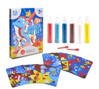 Sabbiarelli Sand-it For Fun - Kit Under the Sea, Set Créatif de Sand Art 3+ : 6 Stylos de Sable Coloré et 5 Feuilles Adhésives A5 avec 10 Dessins de la Mer - Jeu 2-en-1 : Sandpainting et Puzzle